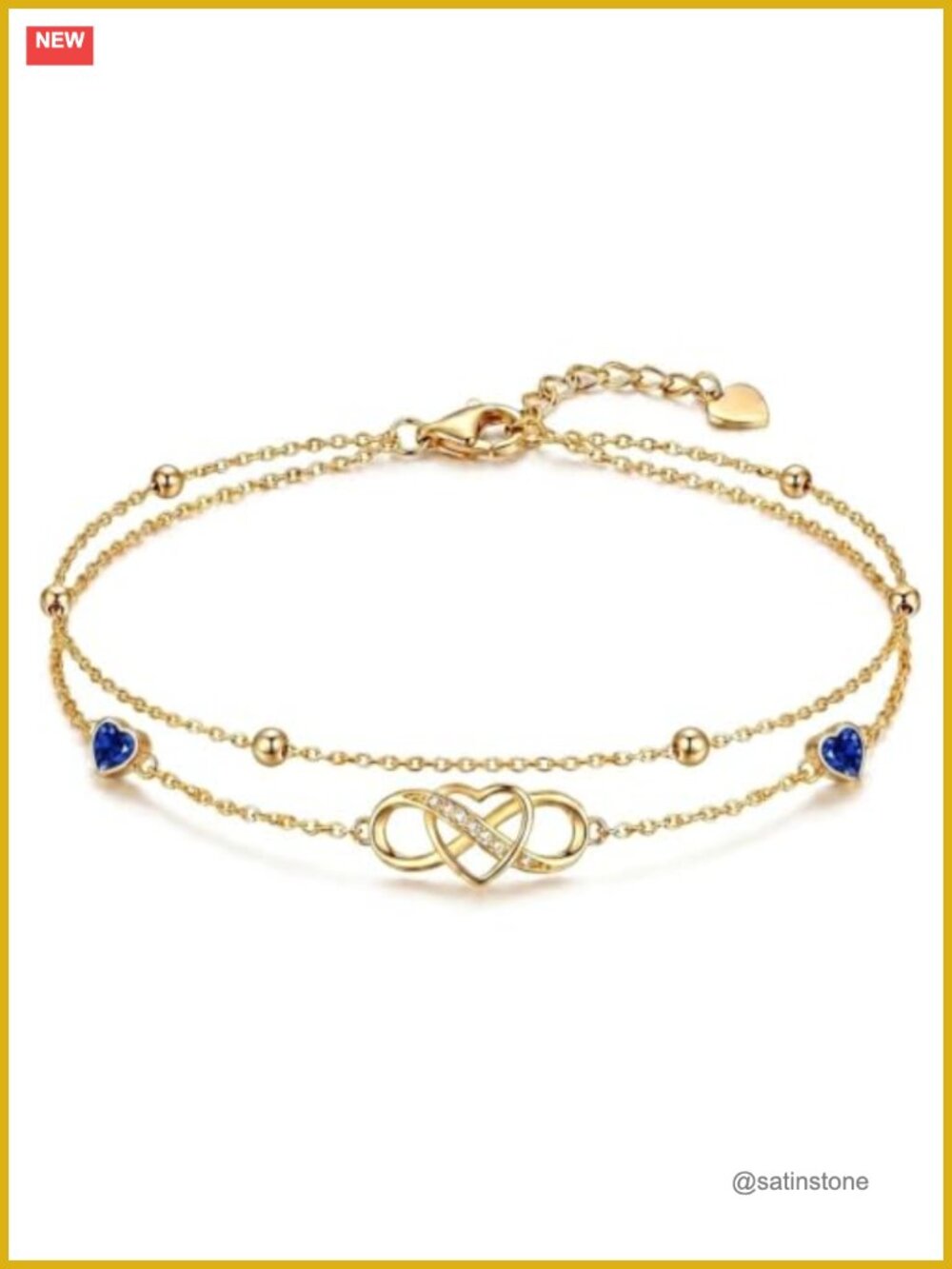 18K Yellow Gold Infinity Birthstone Bracelet Anklet Adjustable